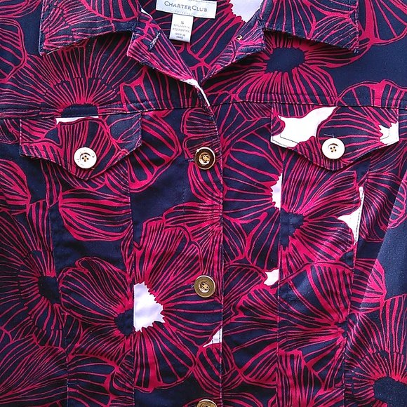 *SOLD* Charter Club Jacket Blazer Red White Blue Size Sml - Picture 2 of 8